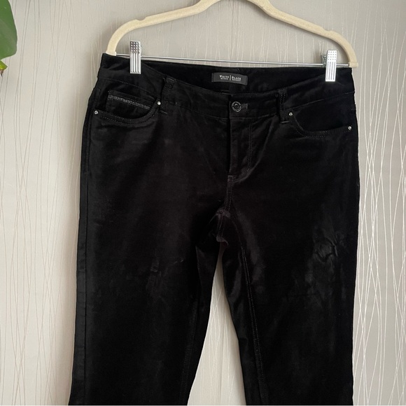 White House Black Market Black Plush Velvet Pants Size 4 - Picture 2 of 9